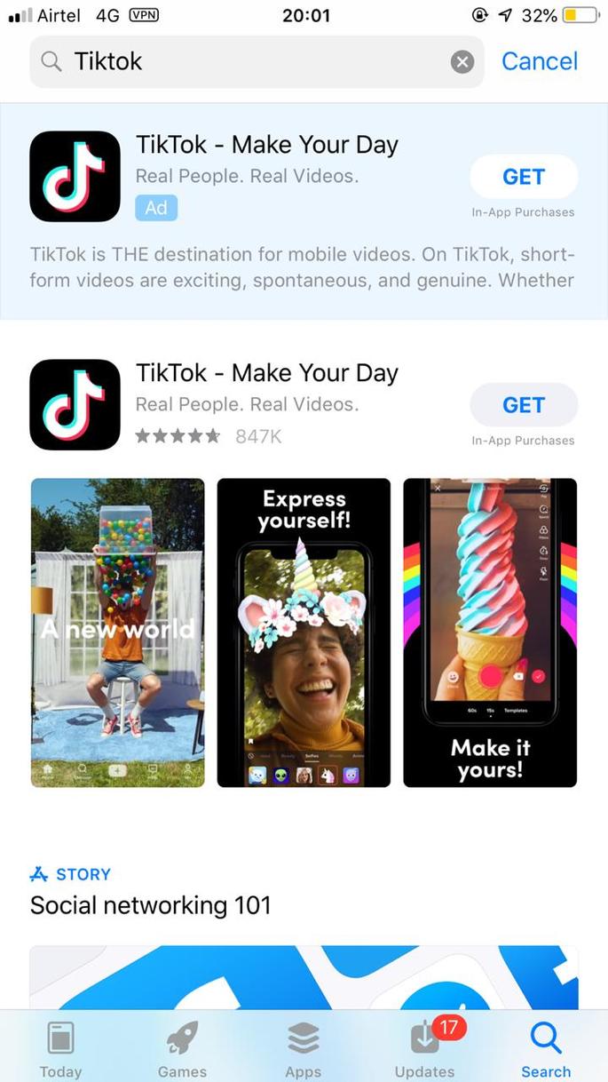 TikTok In Appstore