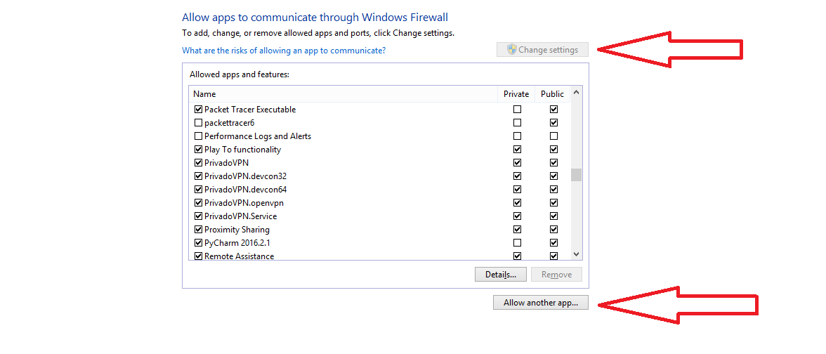 Allow app through firewall